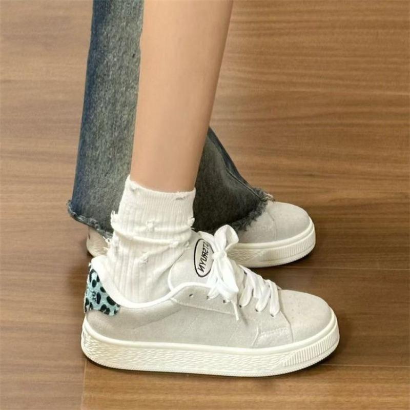 

Осень новая ретро леопардовый принт хлебные туфли женские нишевые с большим язычком кеды хайстрит универсальные повседневные туфли 40 серый