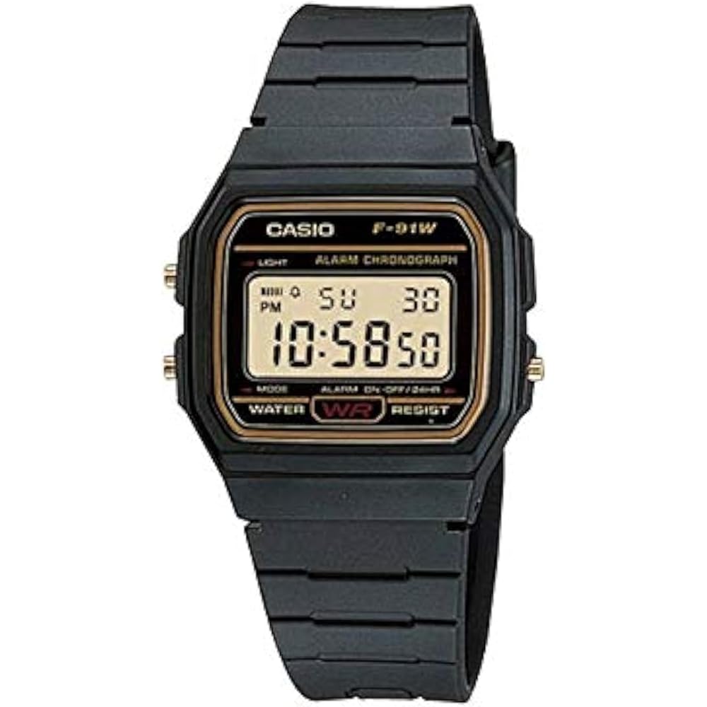 Casio F91WG-9 Men s Retro Digital Watch Black Band Gold Face Alarm Chronograph
