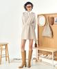 Pelimela Twill V-Neck Mini Dress (Beige)