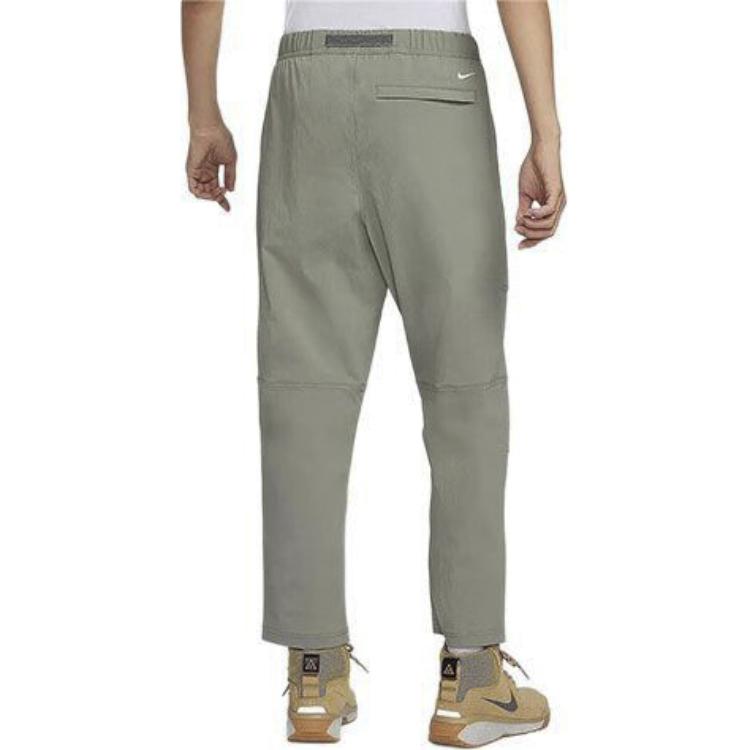 Nike SS24 Logo Embroidered Straight Leg Woven Casual Pants Men Bottoms Gray-Green FN2451-053