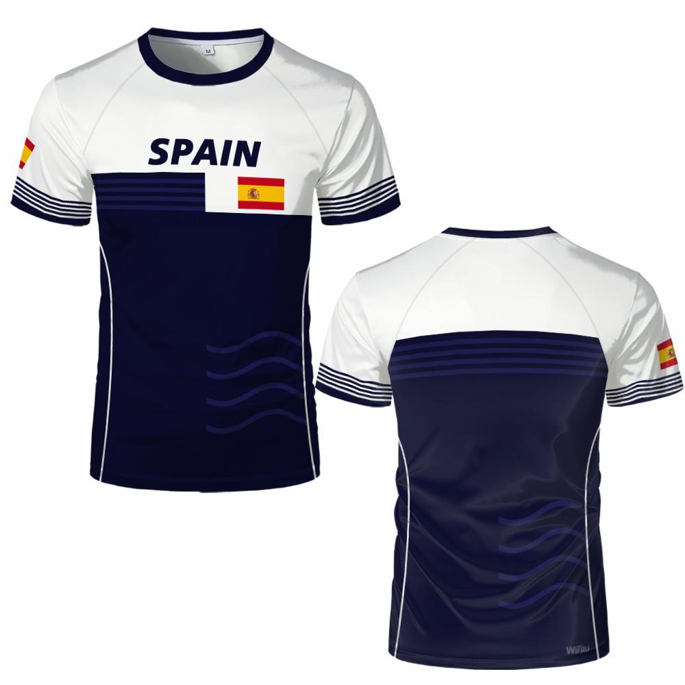 Spain Flag Graphic Jersey Fashion Geometric Print Quick-drying Football T-shirt Men Women Sports Training Casual Breathable Tops 2XL