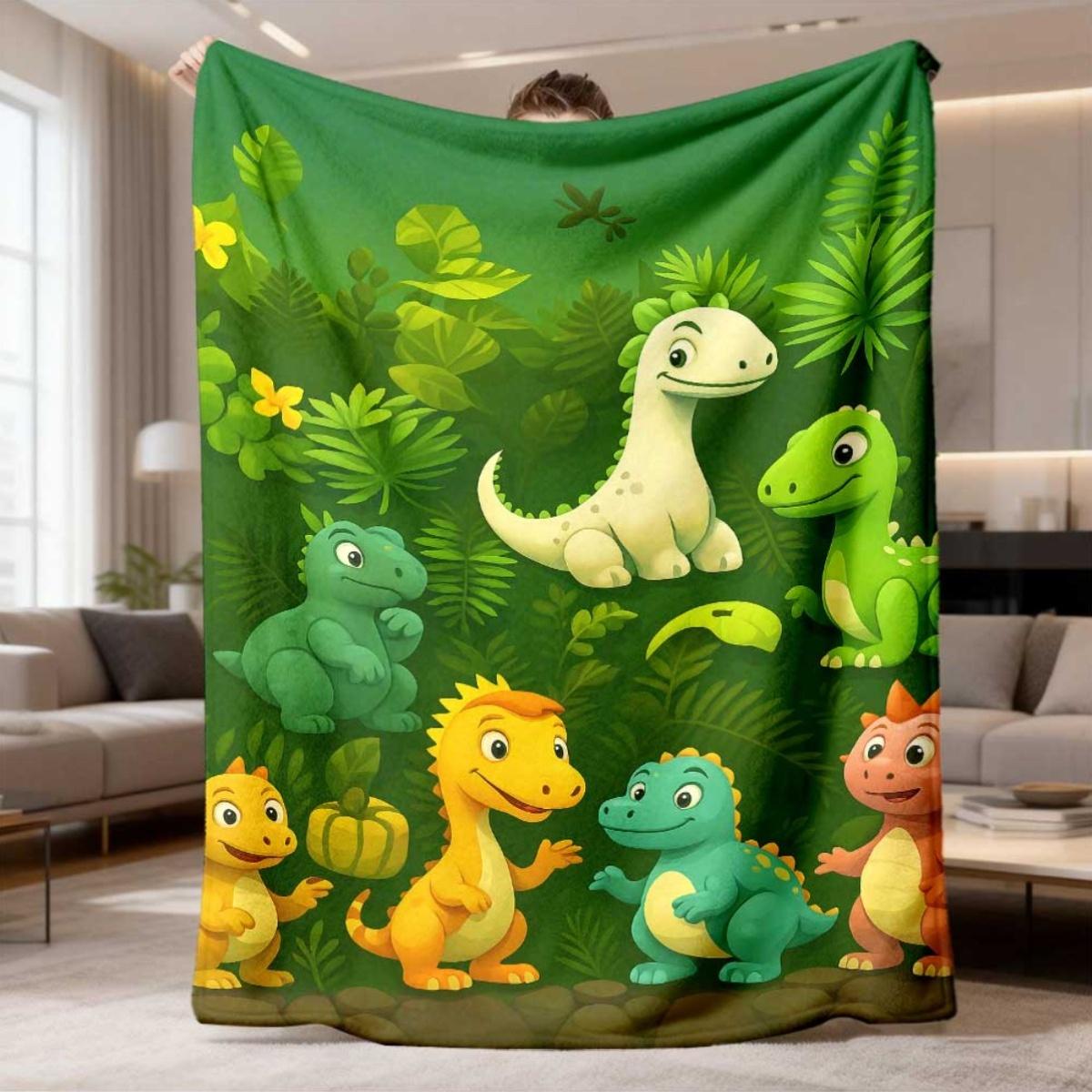 Dinosaur Jungle Kids Throw Blanket Nursery Bedding Decor Dinosaur Print Blanket 150x200cm Cute Children Gift 75X95CM