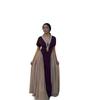 Europäische und amerikanische Damenmode Sommer neue Mode neues schlankes und dünnes tiefes V-Ausschnitt-Patchwork großes Schwingkleid
