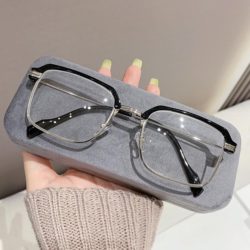 Photosensitive Trend Flat Mirror Ruffian Handsome Half Frame Color-Changing Glasses High Definition Anti-Blue Light Sven Can Be Matched With Degree