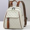 Mini Checkered Leather Backpack - Contrast Color Convertible Shoulder Bag