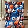 Sports Ball Collection Theme Blanket Lightweight Warm Flannel Blanket Decorative Throw Blanket for Home Decoration