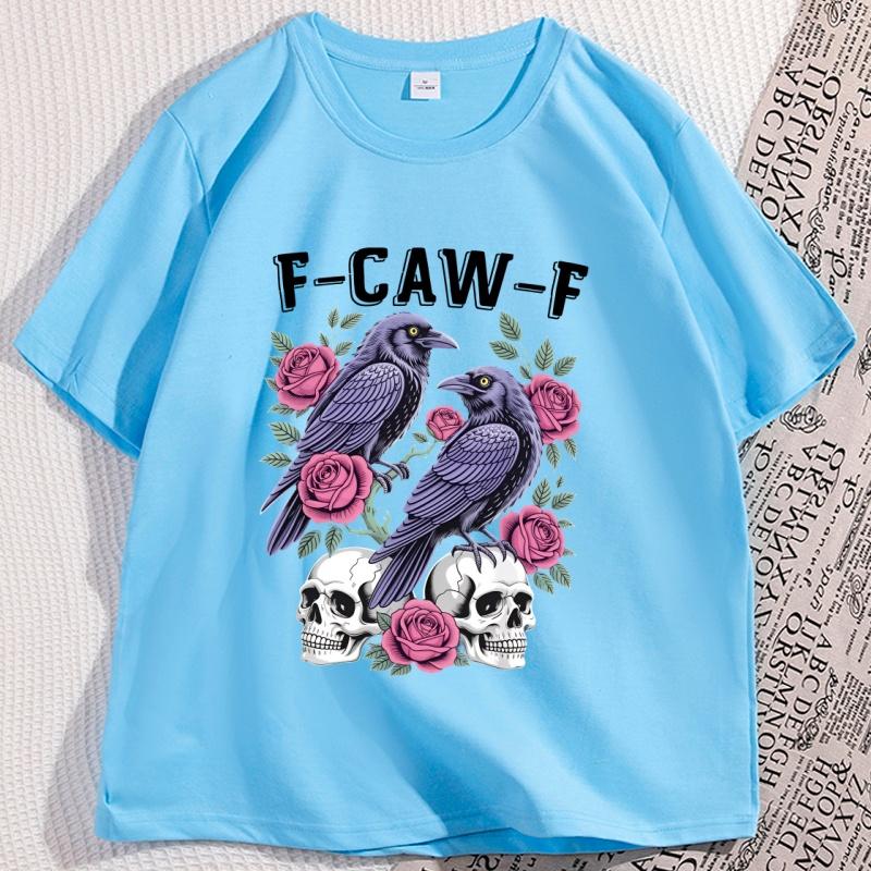 Gothic Black Crow FCW Graphic Tee Unisex Cotton Tshirt Loose Fit Casual Streetwear Top Soft Fabric Mens Womens TShirt Clothes