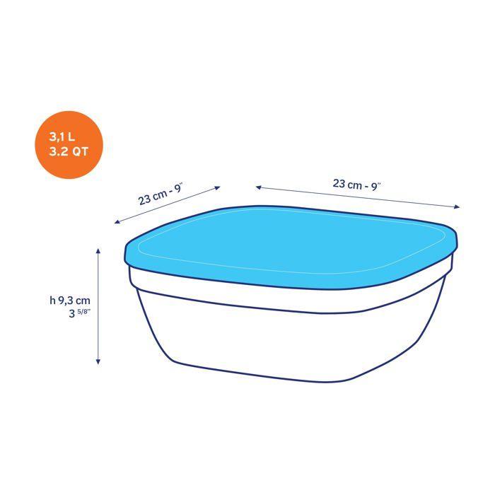 Salad Bowl - 23cm - Tempered Glass - Transparent - Airtight Lid