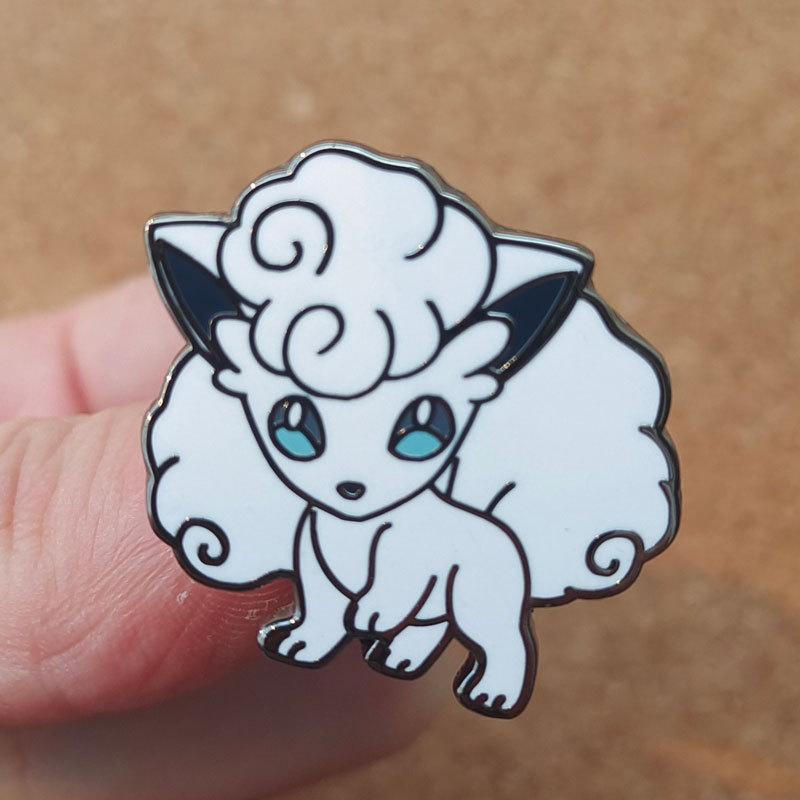 White Vulpix Anime Brooch For Backpacks Enamel Pin Metal Brooch Pin For Women Badges Pin Brooches Jewelry Accessories