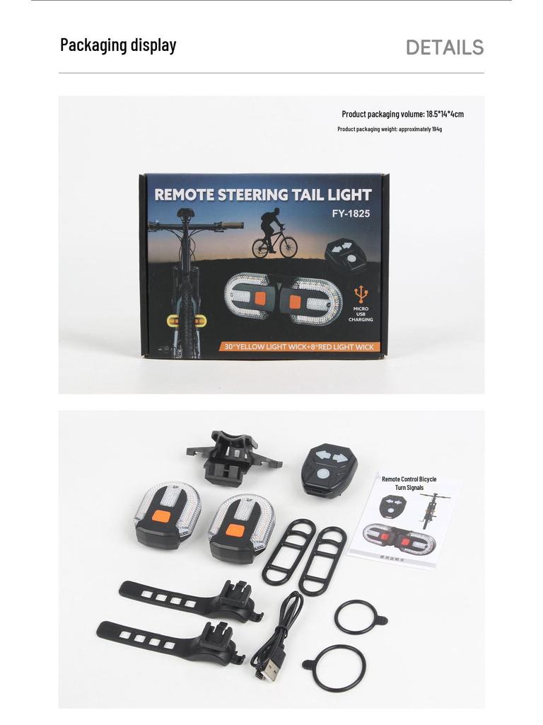 Rechargeable Wireless Bicycle Taillight & Turn Signal with Remote Control – Detachable Mountain Bike Accessory