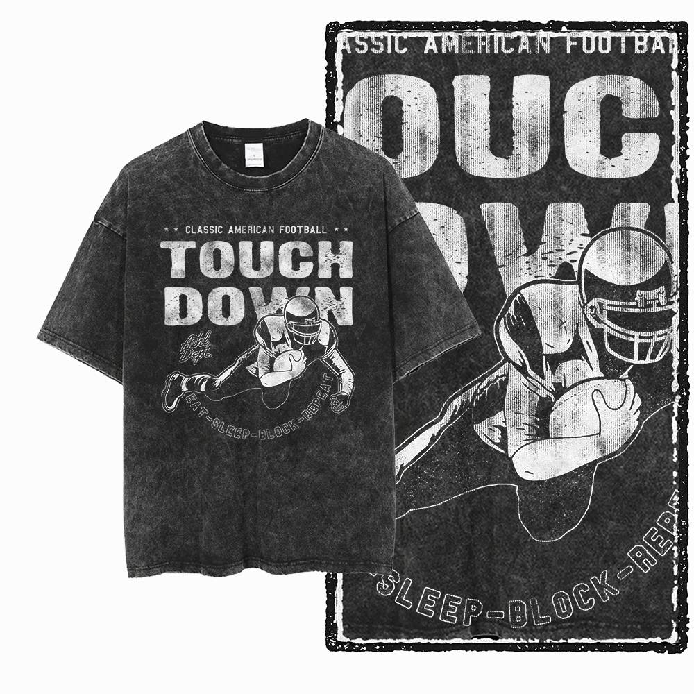 American Football Theme Vintage Graphic Printed Big Size Black Cotton Unisexs Retro TShirt G