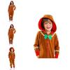 Unisex Cosplay Xmas Party Clothes Christmas Gingerbread Man Costume Hooded Jumpsuits