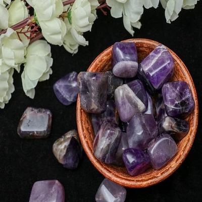 Set of 13 Amethyst Tumbled Stones Reiki Chakra Healing Decorative Pebbles Vase Fillers Tumble Stone for Jewellery, Reiki Healing, Home Office Decor