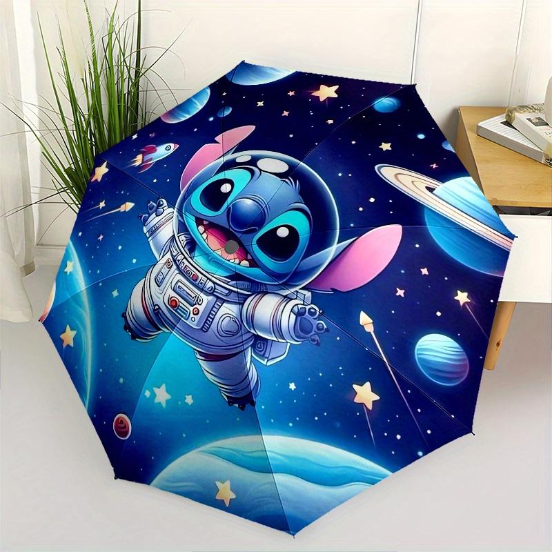 

Stitch,Astronaut Automatic Opening and Closing Umbrella - 8 Ribs Windproof Portable Folding Umbrella with Plastic Handle, Suitable for Casua