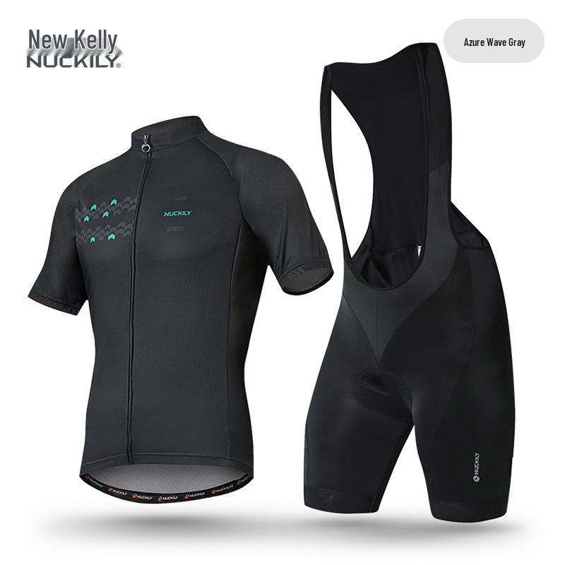 NUCKILY Set Completo da Ciclismo Estivo da Uomo con Salopette - Abbigliamento a Maniche Corte per Bici da Strada/Mountain Bike