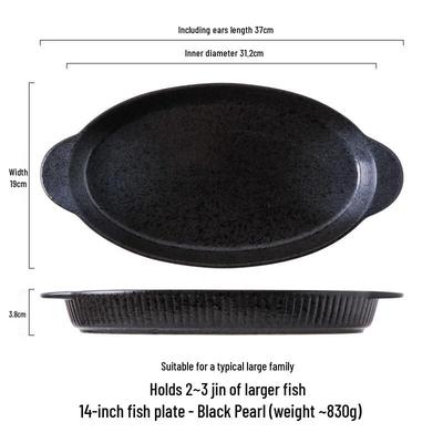 ZISIZ Large Ceramic Double-Ear Fish Plate