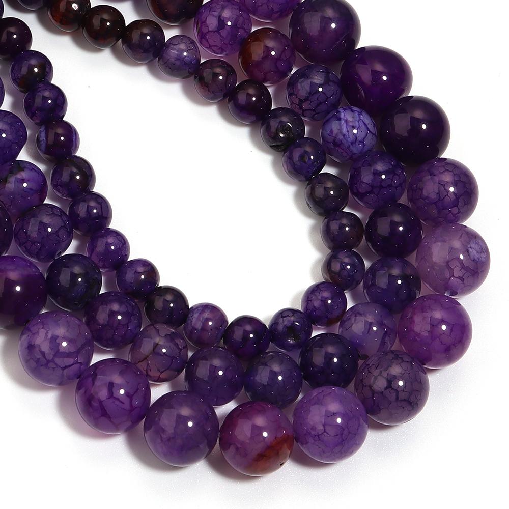 6/8/10mm Natural Stone Purple Dragon Agate Beads Round Loose Spacer Beads For Jewelry Making DIY Bracelet Necklace Accessories