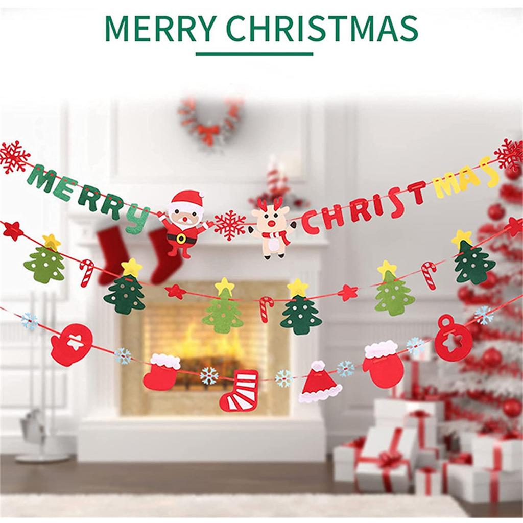 Festive Christmas Hanging Garlands Festival Santa Letter Christmas Bunting Decors for Yuletide Decorating Needs