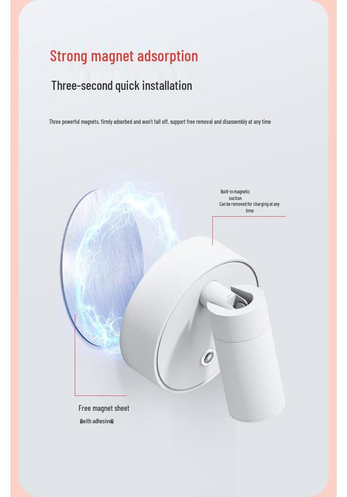 Wireless Magnetic Wall Light: Cord-Free Spotlight & Atmosphere Light for Bedroom and Picture Lighting