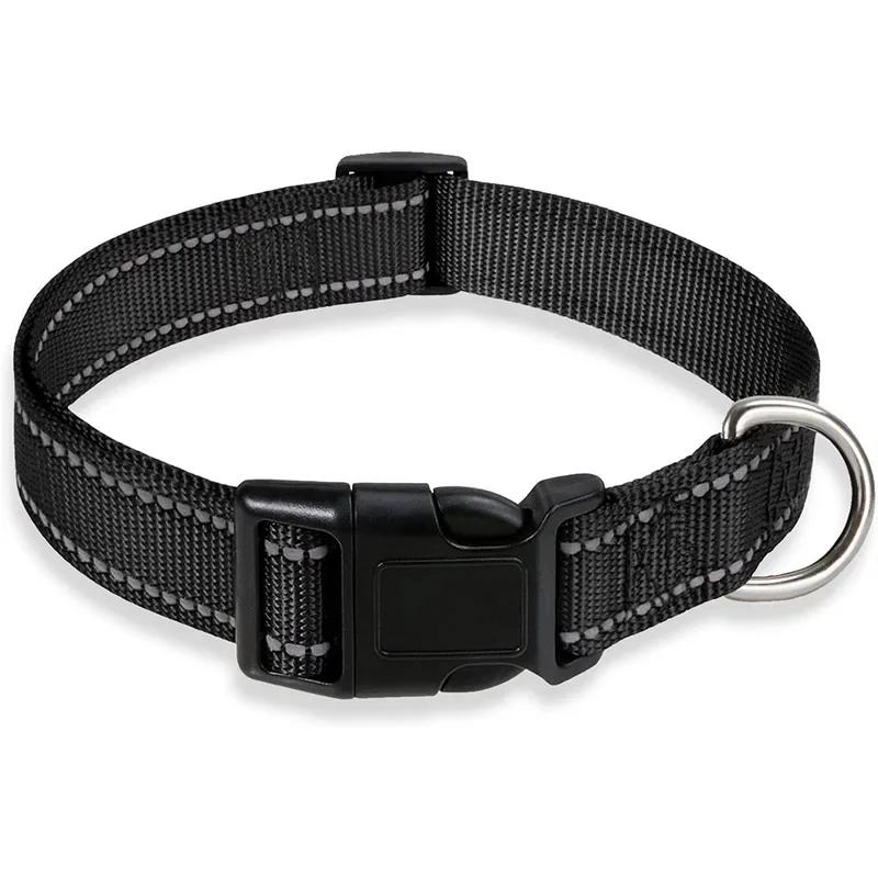 Adjustable Reflective Dog Collar Nylon Safety Pet Traction Rope Strap for Small To Medium-Sized Pets