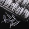 100Pcs Clear Stiletto Full Cover False Nail Scale Clip Gel Acrylic Nail Art Extended Fake Nail DIY Beauty Manicure Accessoires