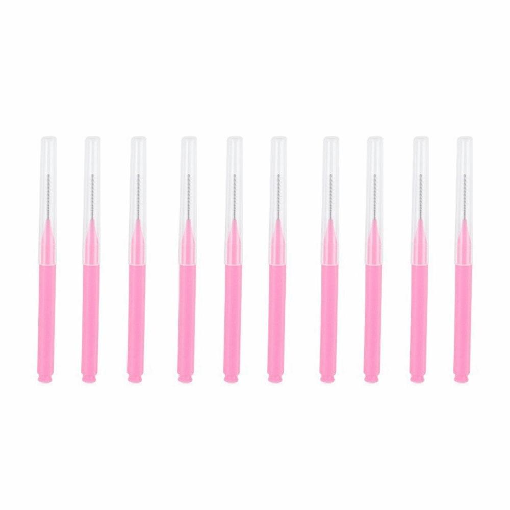 

10 pieces/set Disposable Shower Head Cleaning Brush Portable Bendable Gap Brush Soft Bristle Mini Eyebrow Brush Household світло-рожевий колір
