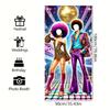 70s Disco Dance Party Photo Booth Backdrop - Retro Theme Hollow-Out Banner with Vibrant Neon Lights & Disco Ball for Birthday,