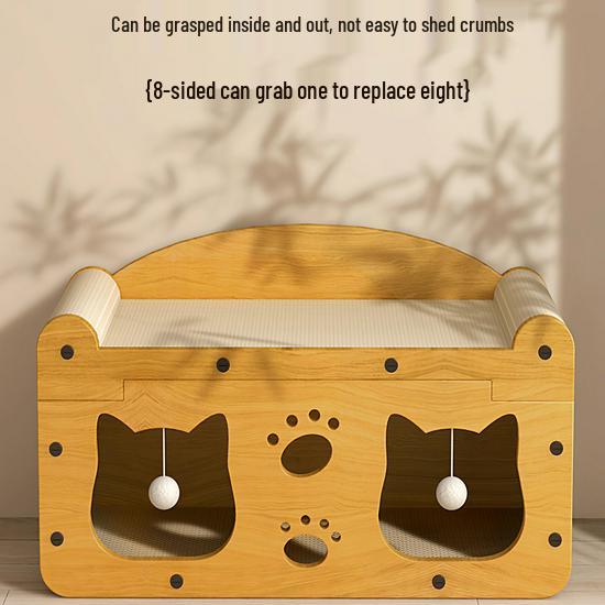 Vertical Cat Scratching Post and Bed - Wear-Resistant, All-Season Cat Claw Board & Winter Cat House with Toy