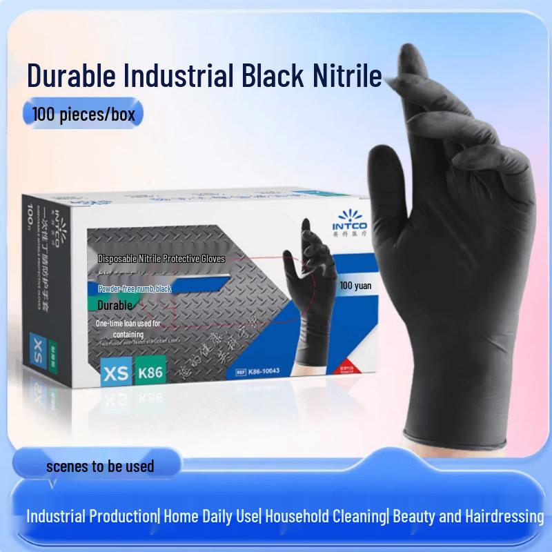 Lefan Disposable Black Nitrile Gloves