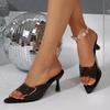 Fashion 2025 Summer Modern Women’s Open Toe Slippers Fashion Pointed Toe Thin Heels Sandals for Concise Hot Sale Dress Party Slippers