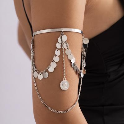 Accessories, Open Metal Chain Bracelets, Retro Portrait Sequins, Sweet and Cool Fringed Arm Bracelets, Female Bracelets.