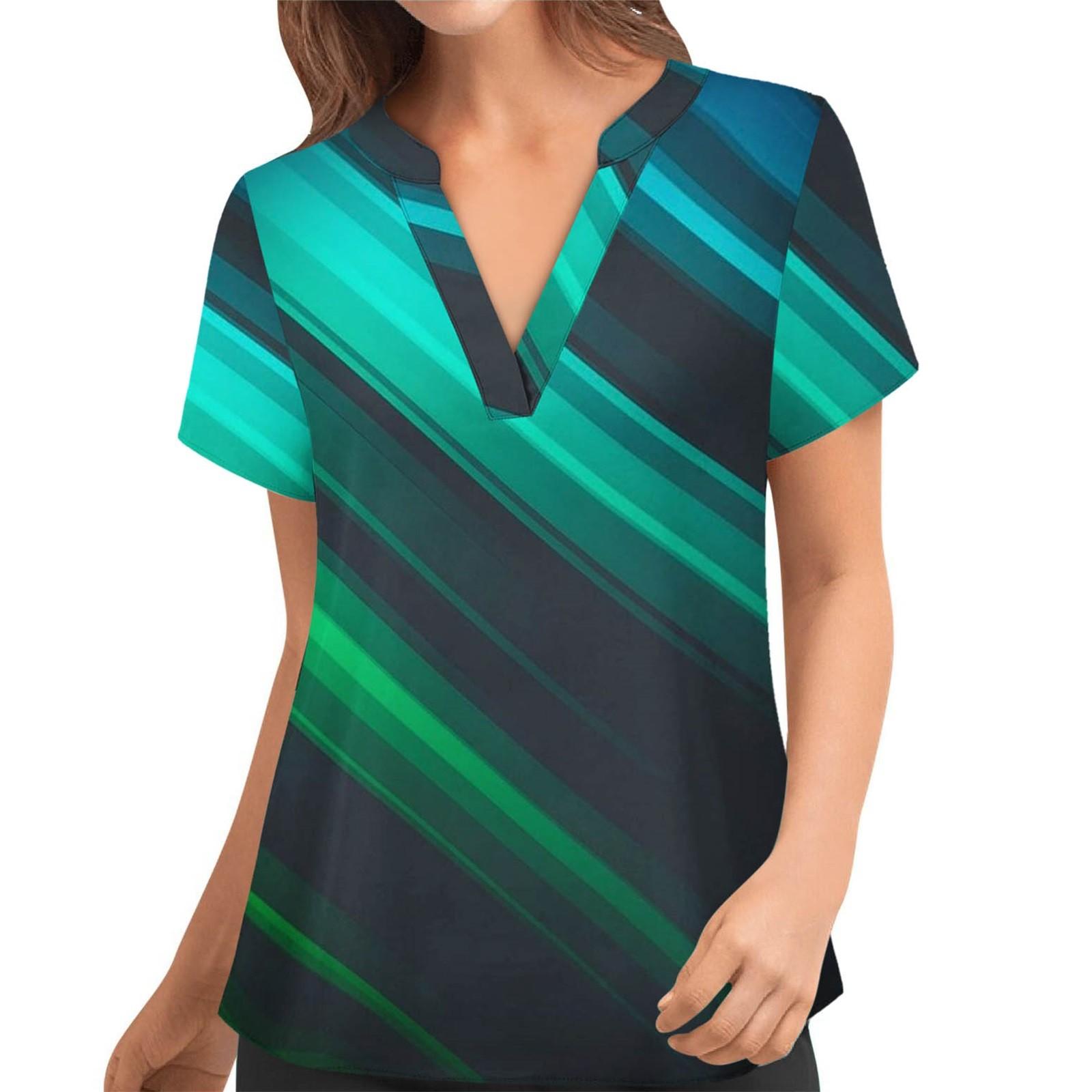 

Женская повседневная универсальная футболка с v-образным вырезом и принтом, приталенная, с короткими рукавами, топ XXL зелёный