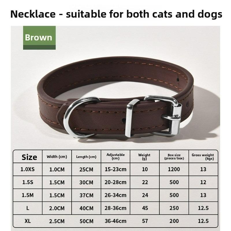 Pet Collar Large Dog Chain Waterproof and Wear-resistant Dog Cat Collar PU Leather Medium and Small Dog Bell Collar