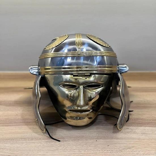 Римский Галльский Шлем Центуриона Ручной Работы Стальной LARP Косплей Броня с Дизайном Лица