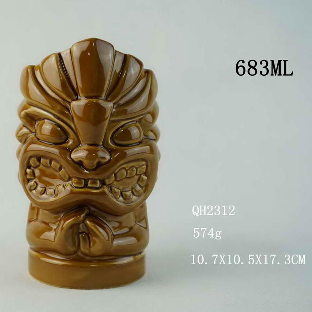 Κεραμική Κούπα Χαβάης TIKI Δημιουργική Κούπα Κοκτέιλ Ανάγλυφη Κούπα Νερού Κούπα Tiki Πρόσωπο Ζόμπι