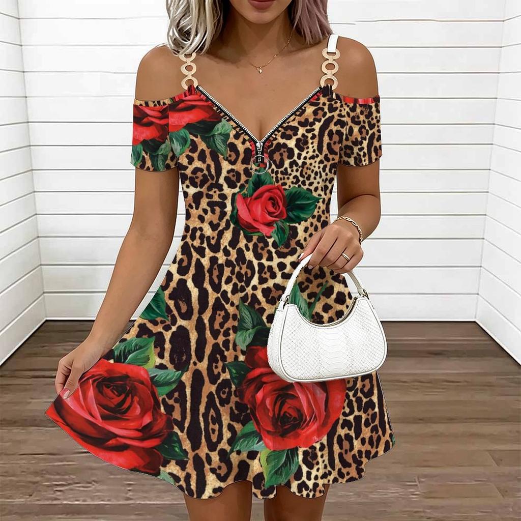 Damen Spaghettiträger Übergröße Kleid Aquarell Blumen Print Locker Strand Sommerkleid