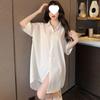 Summer 2025 Ice Silk Boyfriend Nightdress: Loose, Sexy & Mid-Length Sleepwear