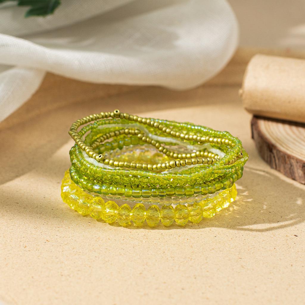 Boho Perlenarmband Instagram-inspiriert Nischenstil Farbblock-Stapelarmband-Set