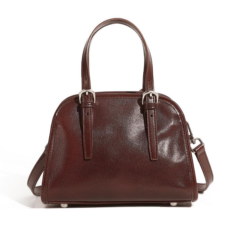 

Handbag Bag Women S Cowhide Yo-Yo Bowling Bag Women S Retro Commuter Large-Capacity Shoulder Bag 21*9*16 темно-коричневого кольору