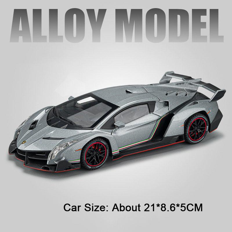 

Scale 1:24 LP500S Veneno Toy Car Model Sound Light Pull Back Metal Diecast Miniature Vehicle Models Home Decoration Ornaments