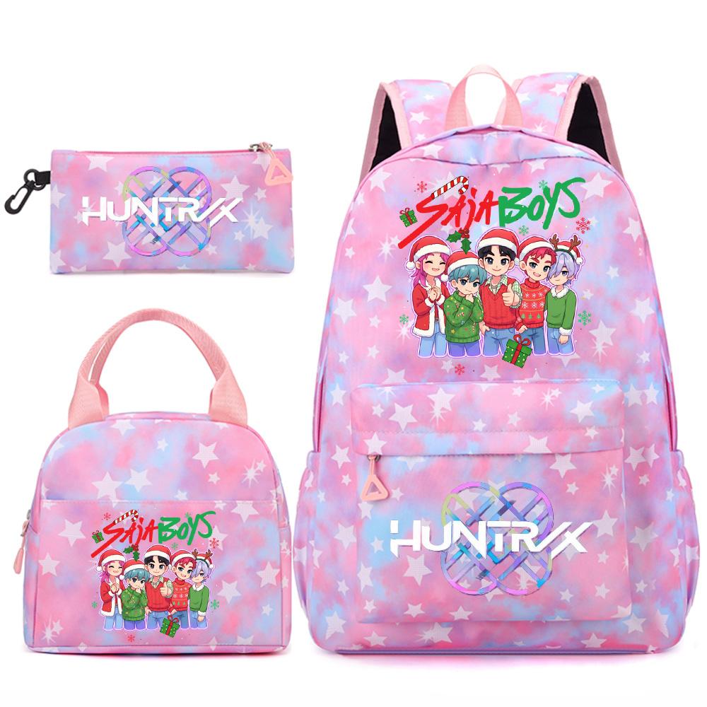 3Pcs/set Christmas Kpop Printed Backpack Handbag Pencil Case for Teenger Student Girl Boy Schoolbag Kid Bookbag Large Capacity Travel Bag Gift