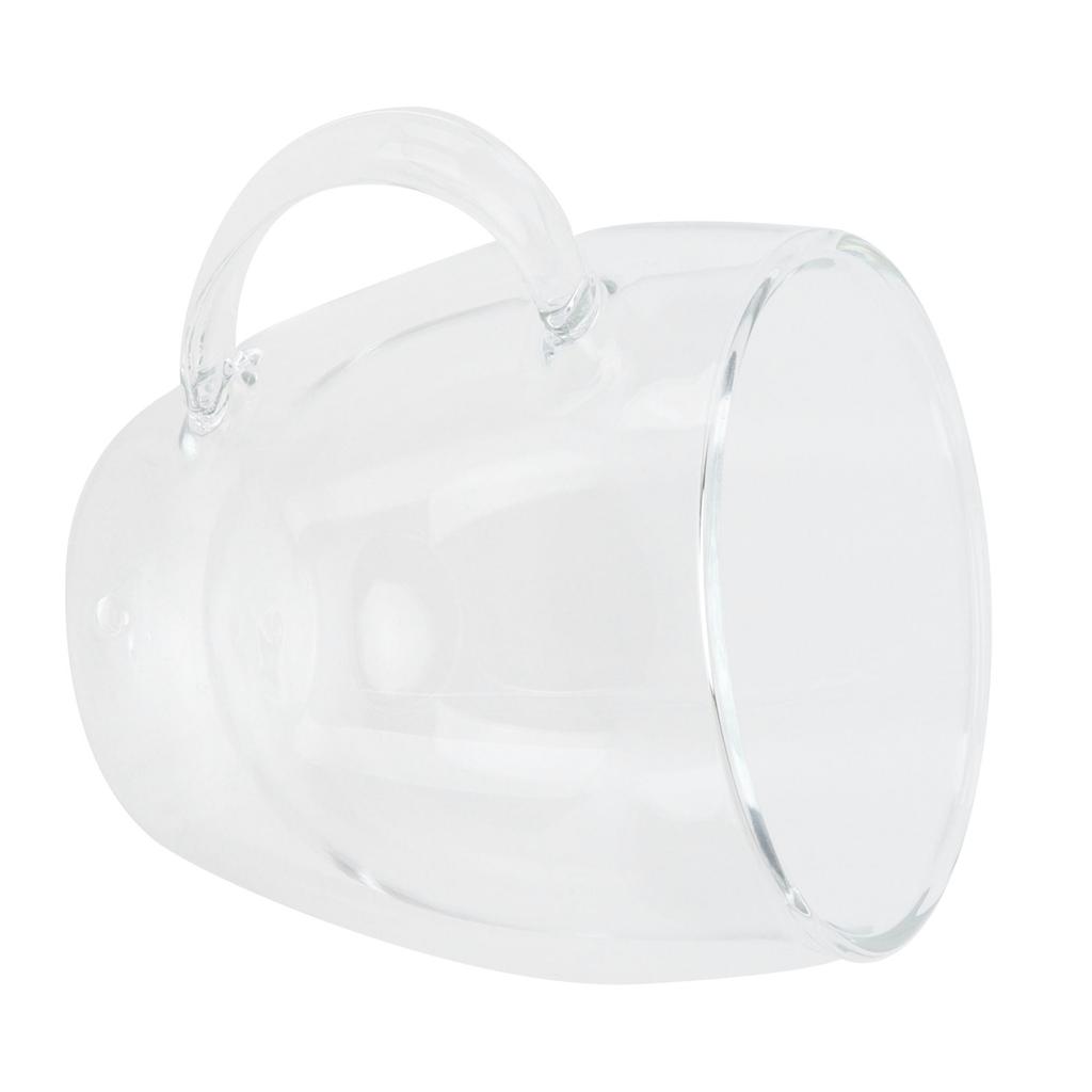 Glasbecher mit Henkel Transparent Doppelwandig Kaffee Milch Tee Trinkbecher Hitzebeständig 250ml