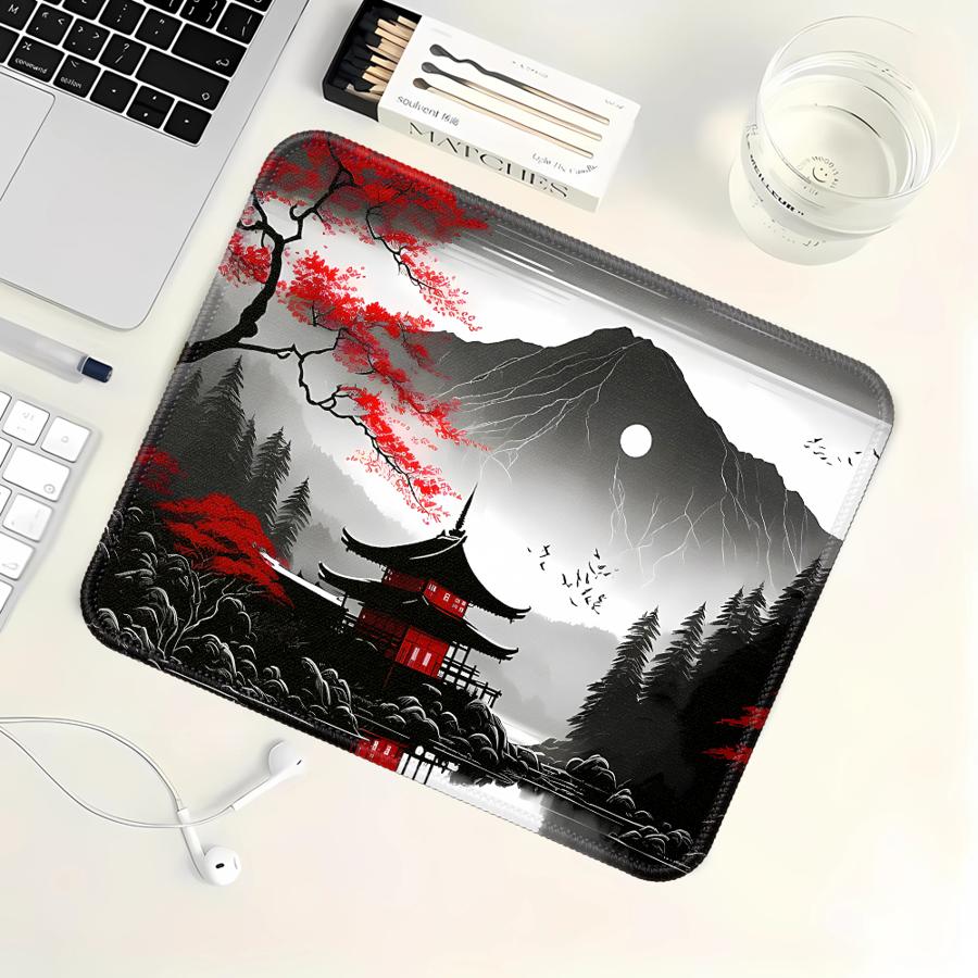 overlock Mouse Pad Keyboard Mouse Pad office Pad Computer Laptop Pad Desk accessories Game Console Pad Cherry Blossom Scenery