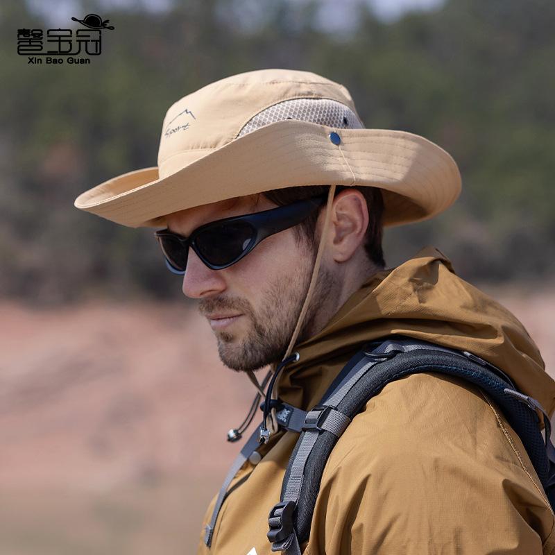 Summer Sun Hat Men's Outdoor Mountaineering Fishing Quick-drying Sun Protection Hat Breathable Big Eaves Bucket Hat
