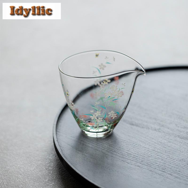 250ml Blühende Blume Wassertropfen Glas Teekanne Gießen Tee Cha Hai Spender Gerechtigkeitsbecher Puer Fair Becher Geschirr Zubehör