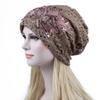 Elegant Women Sequins Lace Turban Cap Flowers Muslim Headwear Hat Female Head Wraps Ladies Headscarf Bonnet Turbante Mejur