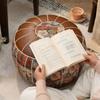 PU Leather Footstool Cover Boho Pattern Storage Ottoman New Round Pouf Cover  Living Room