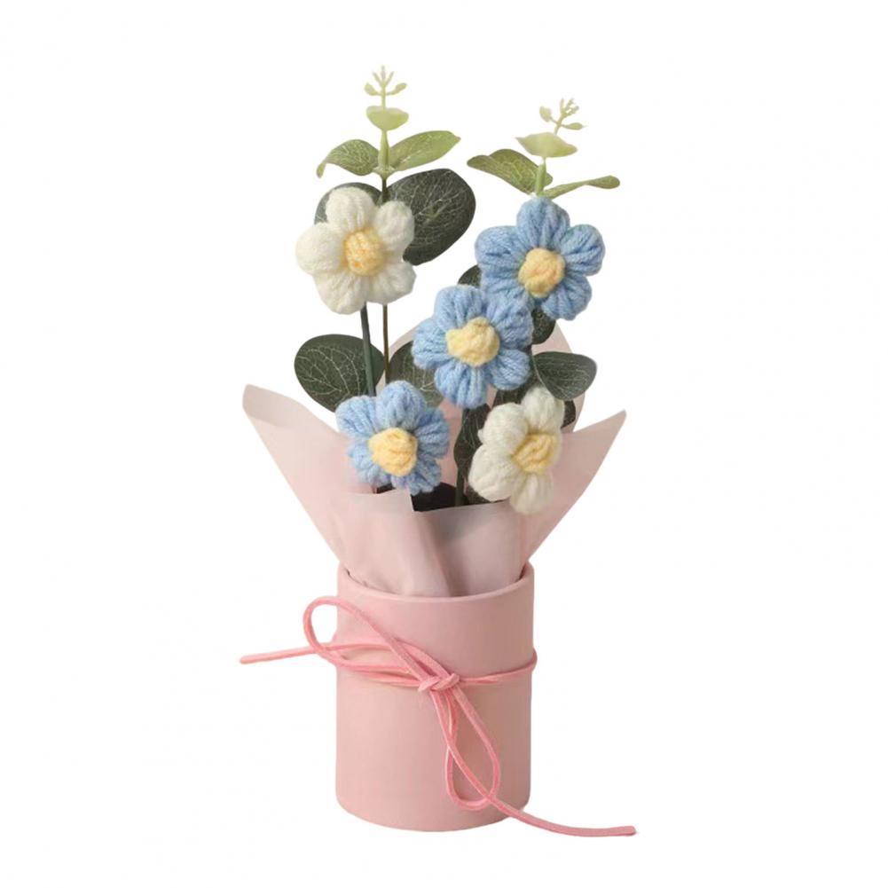 Long-lasting Artificial Flowers Handcrafted Crochet Flower Bouquet Knitted Yarn Floral Decoration Diy Handmade for Mother's