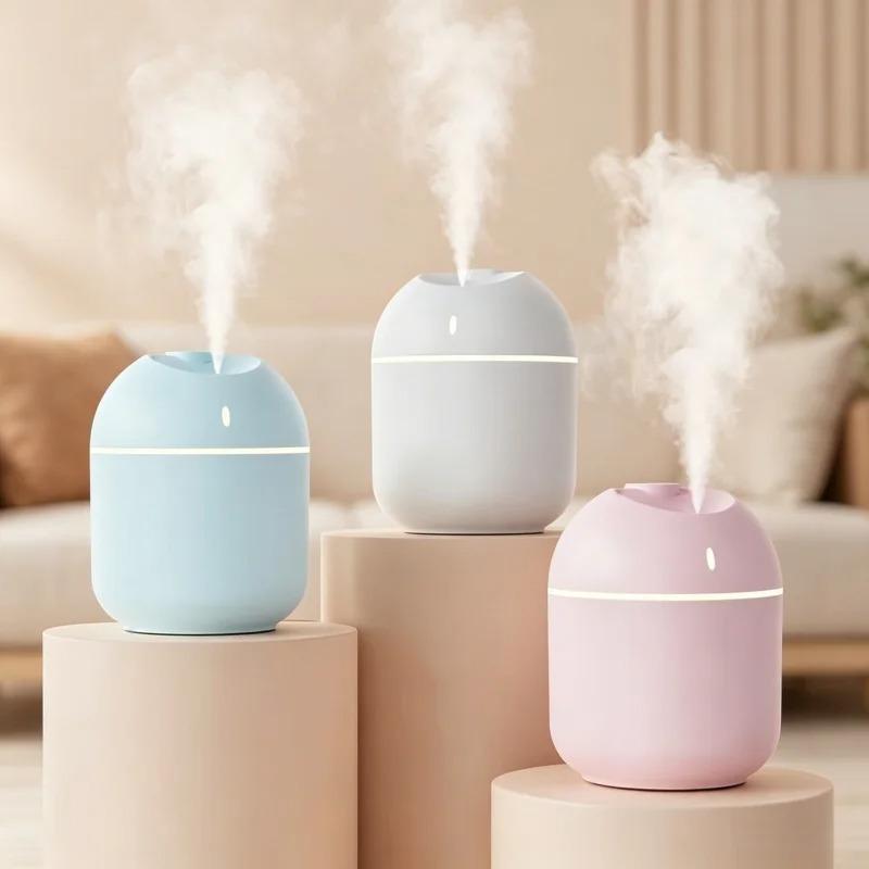 USB Mini Humidifier, Ultrasonic Aroma Essential Oil Diffuser with Color LED Lamp, Quiet Mist Maker for Home & Car