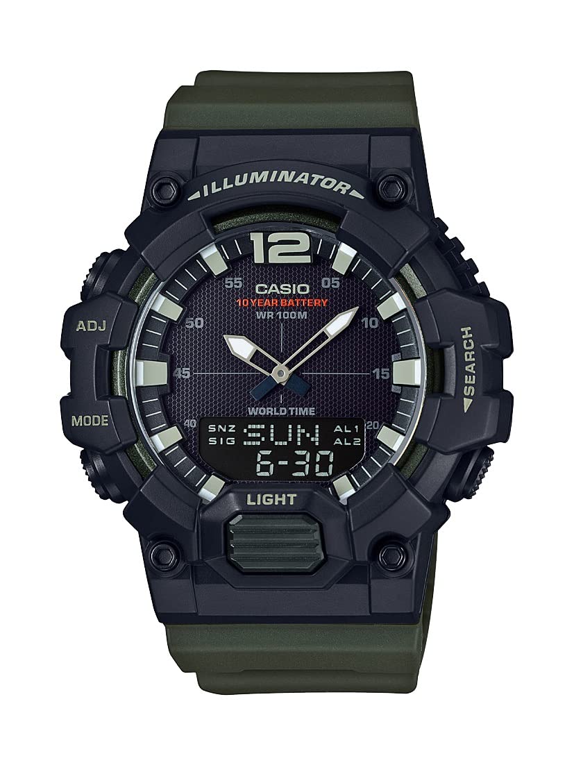 Casio Classic Quartz Men s HDC-700-1AVCF Analog-Digital Watch, Black/Green, 46.5mm.